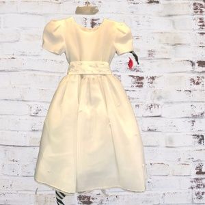 US Angels Organza/Taffeta Lined Flower Girl Dress Size 6 White